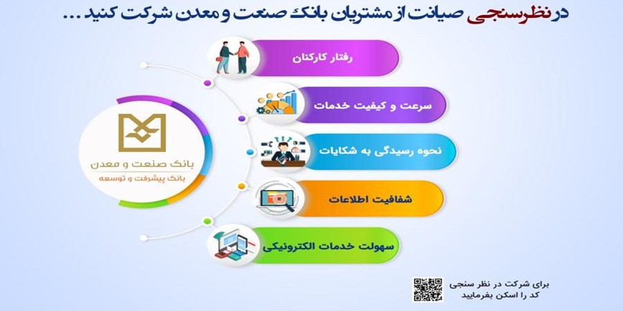 دعوت بانك صنعت و معدن از مشتریان برای مشاركت در نظرسنجی ملی صیانت از حقوق مشتریان بانكی